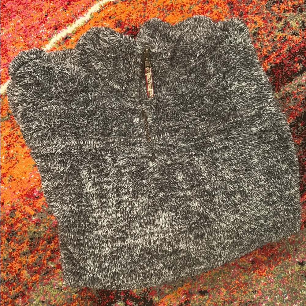 CLOSEOUT.  Plush 3/4 Zip Gray Fleece Pullover